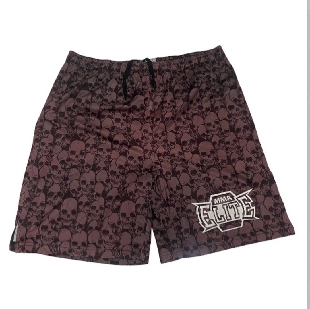 MMA Elite Skull Print Shorts (Category: Shorts) located in Cebu City. Submitted by hellyeah.finds (Listing ID 1439054094, Image 1). Description: - MMA Elite shorts - All-over skull print - Drawstring waistband - Adjustable W34 L22 Logo patch on leg - Lightweight material - Suitable for training or casual wear - Black drawstring - Black side stripe.
