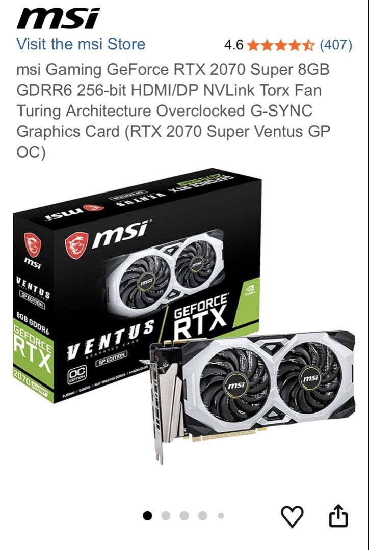 MSI GeForce RTX 2070 Super Ventus GP OC459329727943168000