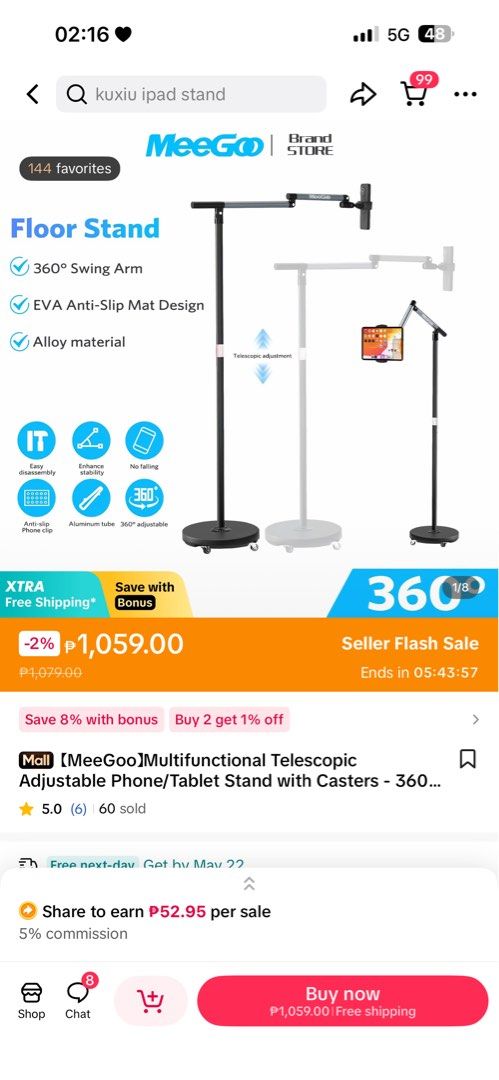 Phone Tripod (Category: Tripods & Monopods) located in Quezon City. Submitted by jgsellss (Listing ID 1439056689, Image 3). Description: Assembled and used only once. RFS: I already have two of these and realized I don’t need both..