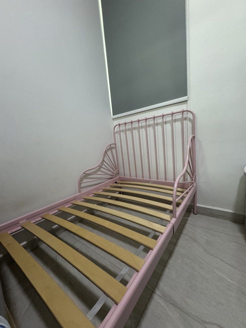 Pink Metal Single Bed Frame, Furniture &amp; Home Living, Furniture, Bed ...