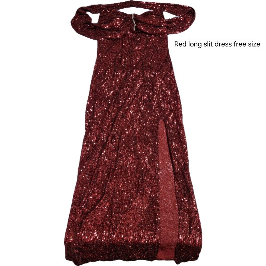 Red Sequin Long Slit Dress - Free Size (Category: Dresses) located in Taguig. Submitted by skessau (Listing ID 1438949034, Image 1). Description: FOR SALE RUSH‼️‼️‼️ RFS: NEED FUNDS NEGOTIABLE ‼️‼️‼️ LOC: TAGUIG.