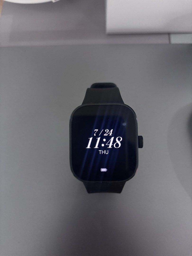 Redmi watch 4 Smart Watch (Category: Wearables & Smart Watches) located in Meycauayan. Submitted by projectrtb (Listing ID 1438887658, Image 1). Description: Red Mi Watch 4 features a sleek black design. It has a square display and a black strap. The watch face displays the time and date. The watch comes with a box and charger. Smart watch Original price : 4700 Selling price : 2300 Preloved - Like new .