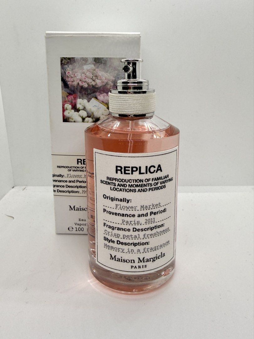 Maison Margiela Flower Market 100ml Authentic (Category: Fragrance & Deodorants) located in Mandaluyong City. Submitted by cherryspicks (Listing ID 1438951966, Image 1). Description: Authentic. Maison Margiela Replica Flower Market. 100ml. Never used or sprayed. Box has a few stains from makeup. Original price p9,350. .