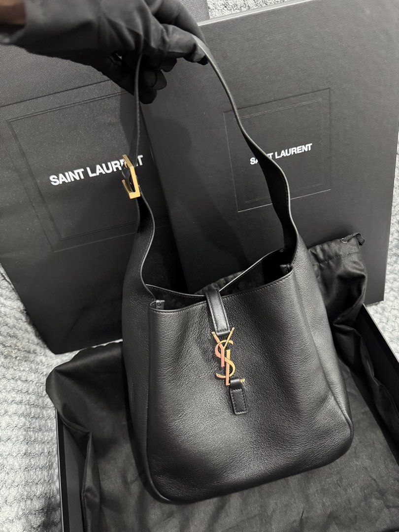 YSL Saint Laurent Hobo Bag (Category: Luxury Bags & Wallets) located in Batangas. Submitted by charmmartinez (Listing ID 1438947994, Image 1). Description: YSL LE 5 À 7 Small - Authentic Saint Laurent Hobo bag - Color: Black - Features gold-tone YSL logo and hardware - Includes original box, dust bag, and tags - Interior zippered pocket - Shoulder strap - Material: Leather - Brandnew, complete with copy of receipt .