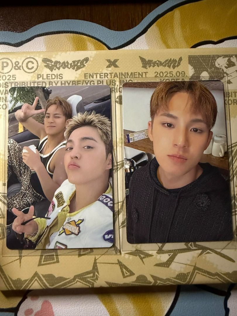 Seventeen s.coups & Mingyu Photocard (Category: K-Wave Merchandise) located in Caloocan City. Submitted by carlyden (Listing ID 1438979261, Image 1). Description: - mingyu set is 350 - scoups set is 300 - scoups 350.