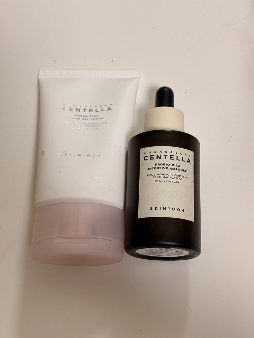 SKIN1004 Centella ‼️TAKE BOTH‼️ (Category: Face Care) located in Manila. Submitted by chandleria (Listing ID 1438985584, Image 1). Description: AUTHENTIC BOUGHT FROM OLIVE YOUNG -SKIN1004 Madagascar Centella Poremizing Light Gel Cream 75ml (90% Full. Used twice) -SKIN1004 Madagascar Centella Probio-Cica Intensive Ampoule 50ml (95% Full. Used once only) Take both for 550. No tingi.