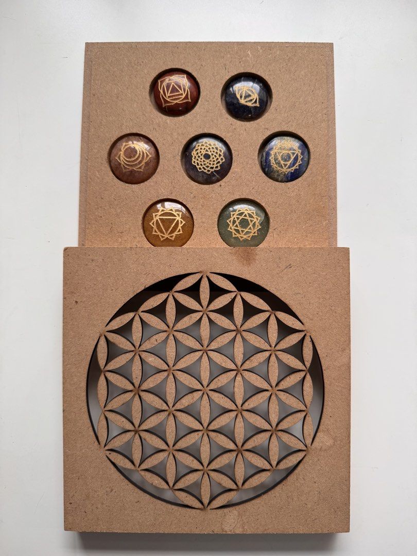 SET: Distance Reiki Board and Chakra Crystals (Category: Everything Else Others) located in Quezon City. Submitted by elcarousel (Listing ID 1438903090, Image 2). Description: SOLD AS SET ONLY. Inclusions: - Flower of Life wooden distance reiki board (originally ordered from Etsy shop in the US for 2800+ PHP) - Seven chakra crystal set, in a wooden box with Flower of Life design Crystals will be cleansed properly before sending. NO SH0PEE CHECKOU