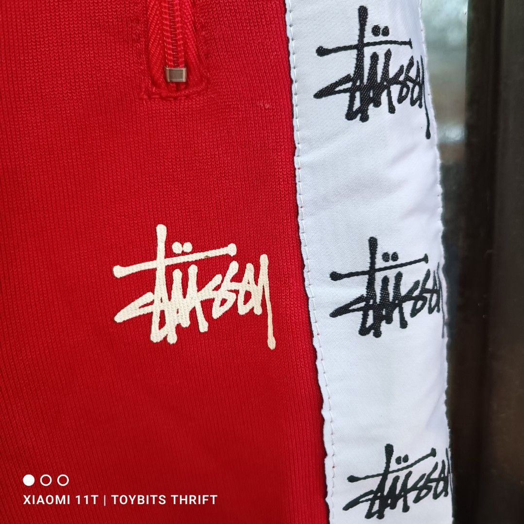 Stussy Red Track Pants Size 28 (Category: Joggers) located in Davao. Submitted by victorcalit (Listing ID 1438925155, Image 2). Description: Stussy side tape sweat pants Size 28 on tag Waistline 28-32 (max 33) Length 42 Excellent to new condition 650 + SF.