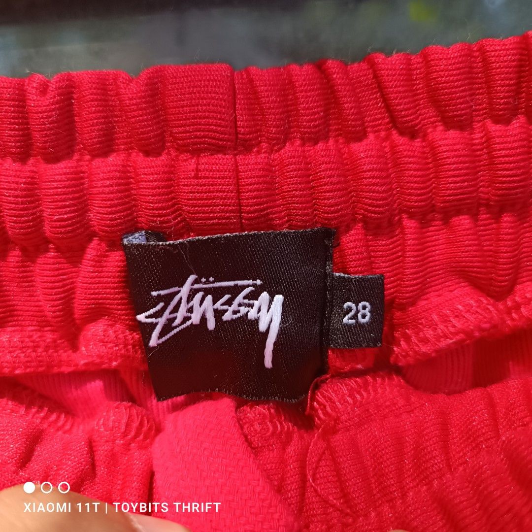 Stussy Red Track Pants Size 28 (Category: Joggers) located in Davao. Submitted by victorcalit (Listing ID 1438925155, Image 3). Description: Stussy side tape sweat pants Size 28 on tag Waistline 28-32 (max 33) Length 42 Excellent to new condition 650 + SF.