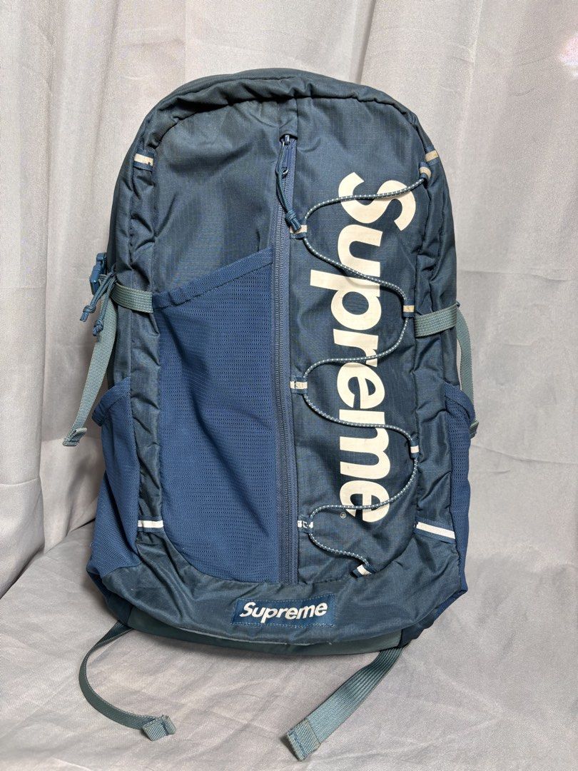 Supreme SS17 Backpack Teal (Category: Backpacks) located in Manila. Submitted by earlylifecrisis (Listing ID 1438888017, Image 1). Description: Sign of usage Condition 9/10 Measure it by inch Width: 12.5 Length: 16.5 Depth: 5 Handle: 19 •Refund / Returns not allowed allowed •Please do check the dimensions size on labels sometimes are not accurate on the sizing •Ask me before purchasing.