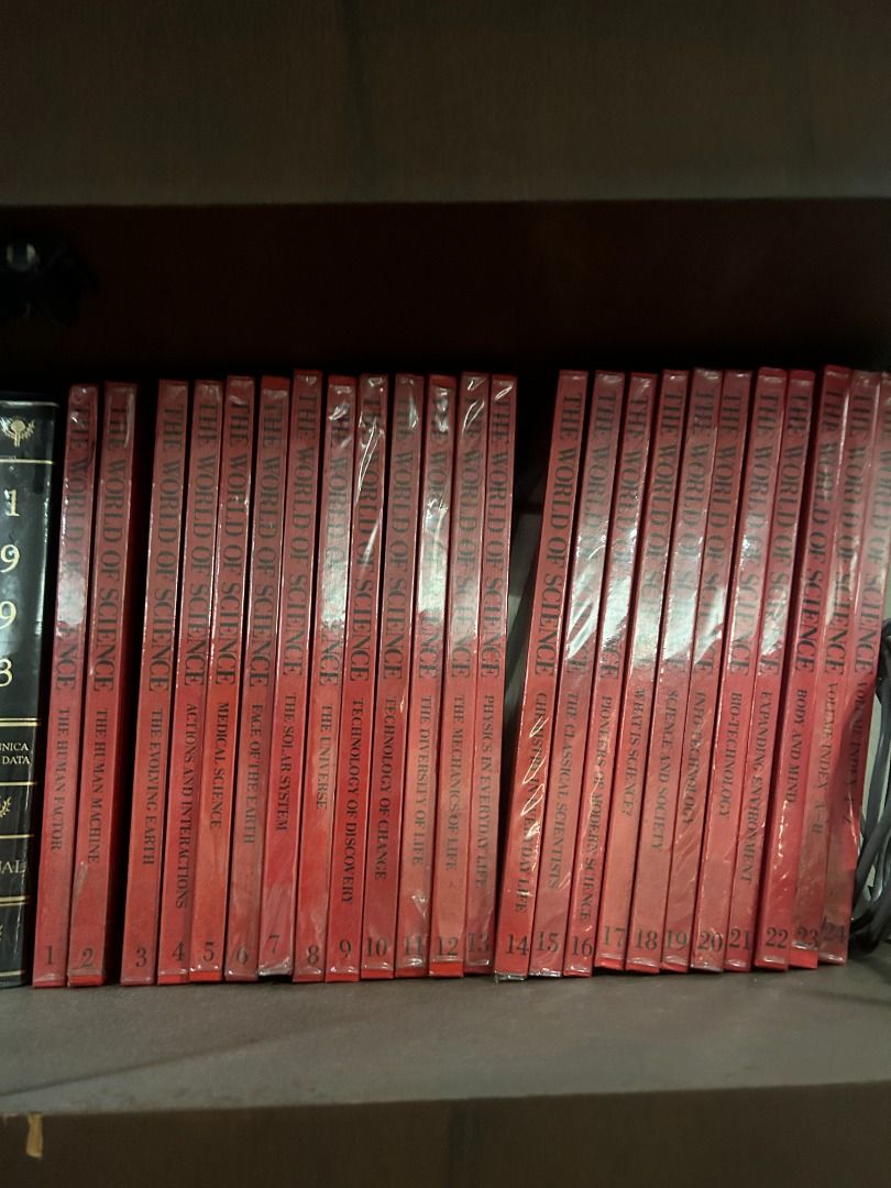 The World of Science - Complete Set (Category: Textbooks) located in Caloocan City. Submitted by buchi143 (Listing ID 1438898657, Image 1). Description: - Complete 23-volume set of "The World of Science". - Includes a wide range of topics such as "The Human Factor", "The Evolving Earth", "Medical Science", "The Solar System", "Technology of Discovery", and "The Diversity of Life". - All books are in their original packaging..