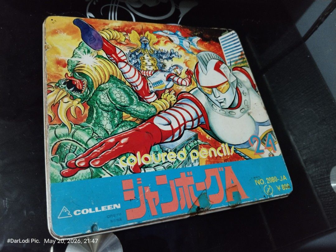 Tin Colleen Ultraman (no pencil) (Category: Stationery & School Supplies) located in Pasay City. Submitted by mancave07 (Listing ID 1439021964, Image 2). Description: - Vintage Tin Colleen Jumbo A Ultraman colored pencil set. - Features a blue Ultraman pencil case. - Just Pencil case has Ultraman graphics. - Box features Ultraman and other characters. - Perfect collectible for Ultraman fans..