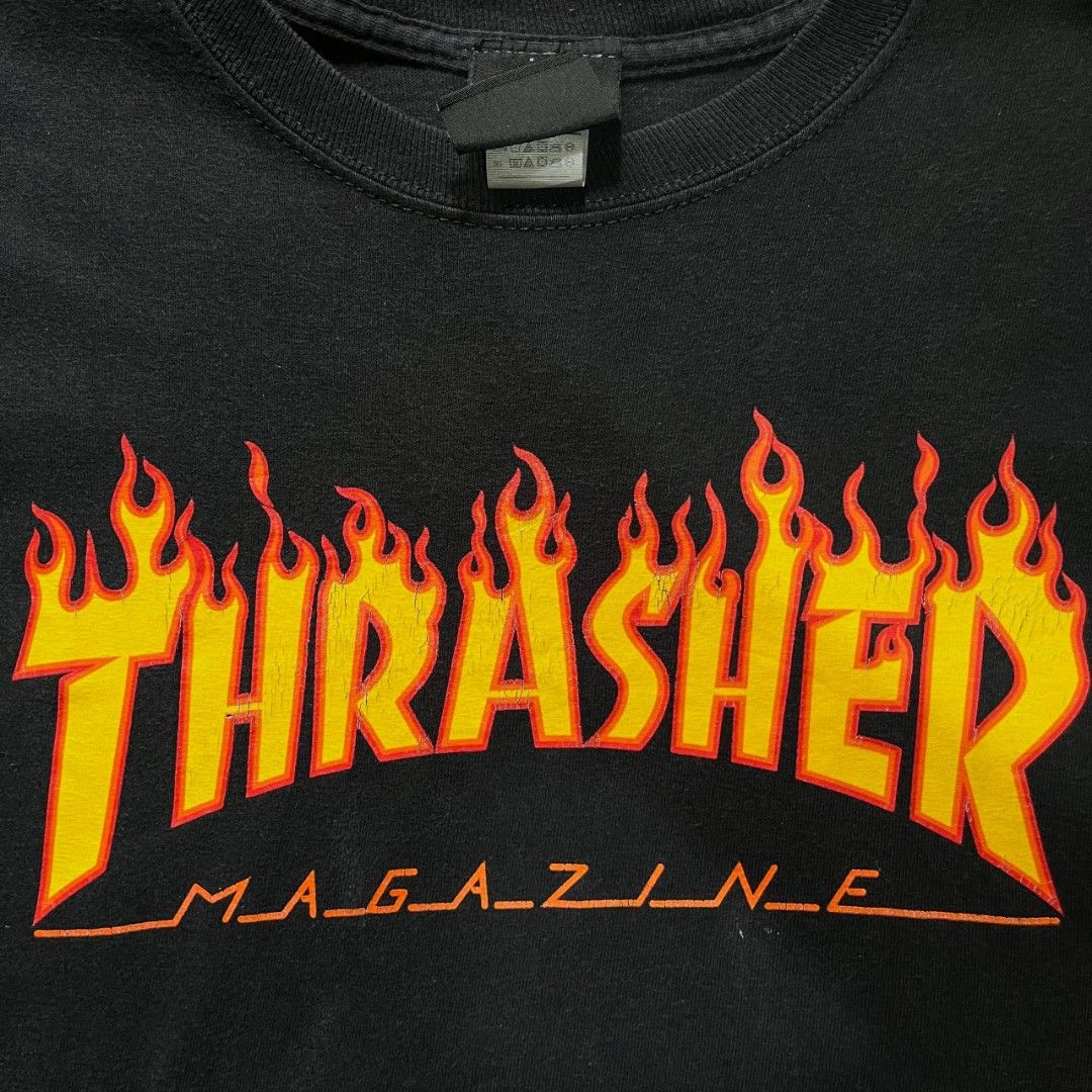 Trasher (Category: Tshirts & Polo Shirts ) located in Caloocan City. Submitted by rulerrrrr (Listing ID 1439044621, Image 3). Description: Trasher longsleeve Issue: White paint splatter on the sleeve Medium on tag W: 20/ L: 27 450 pesos (nego).