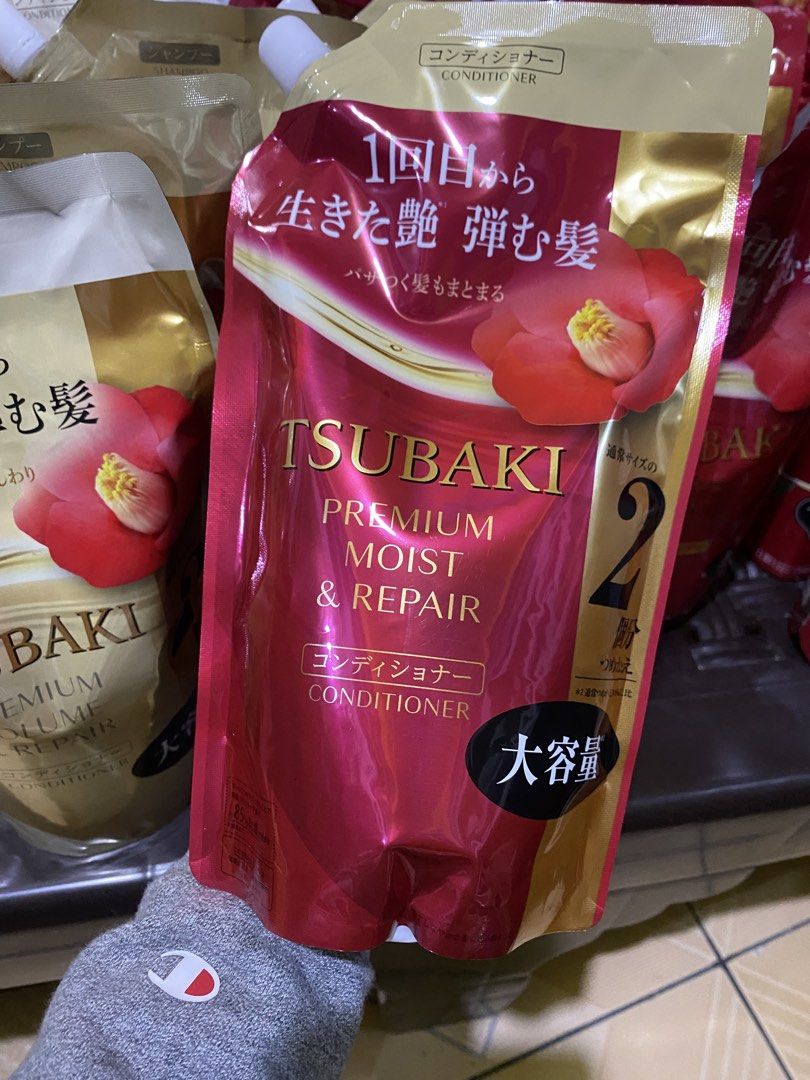 Tsubaki Refill (Shampoo & Conditioner) (Category: Hair) located in Baguio. Submitted by smc_haul (Listing ID 1438988550, Image 1). Description: - Tsubaki Premium Moist & Repair Conditioner refill. - Moisturizes and repairs hair. - Large refill pouch. - Also available: Tsubaki Premium Volume & Repair Shampoo refills. - Replenish your hair care products!.