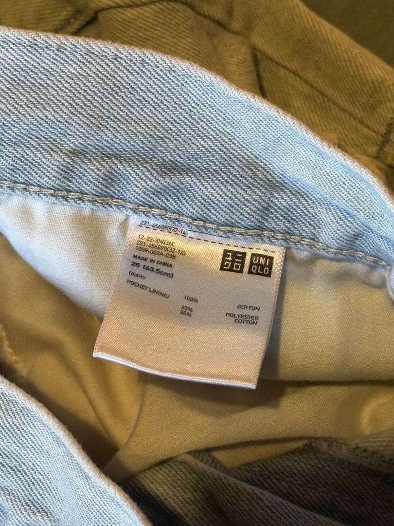Uniqlo Jeans Denim Shorts (Category: Shorts) located in Taguig. Submitted by adelledeclutters (Listing ID 1439019098, Image 3). Description: - Uniqlo light blue denim shorts - Size 28 (63.5cm) - Classic five-pocket design - Button and zipper closure - Frayed hem - Distressed details.
