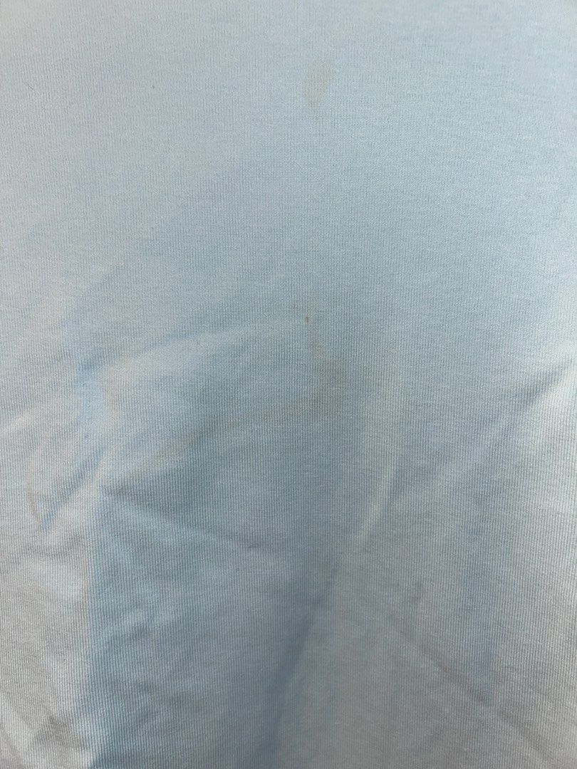 Uniqlo Light Blue Baby Tee (Category: Shirts) located in Makati City. Submitted by rkivegf_ (Listing ID 1439053965, Image 3). Description: — 120 + sf — size S on tag — Uniqlo — has a stain, barely visible (see slide 3) 🧾: payment first basis (GCash, BDO) 📦: lalamove / LBC (shouldered by buyer) 📍: makati, metro manila.