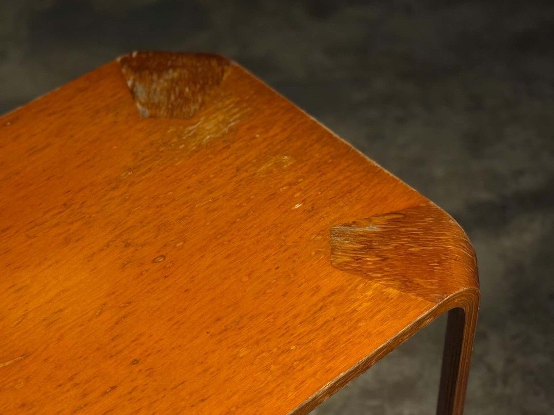 Wooden Side Table (Category: Tables & Sets) located in Valenzuela. Submitted by upcycle_things (Listing ID 1438922105, Image 3). Description: - Wooden side table - Warm orange-brown finish - Rectangular top with rounded corners - Made of wood - Shows wear and tear - Simple and functional design - Suitable for various uses.