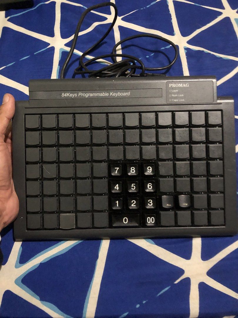 84 Keys programmable mechanical keyboard by Promag (Category: Computer Keyboard) located in Quezon City. Submitted by markgolveo (Listing ID 1439176504, Image 1). Description: 84 Keys programmable mechanical keyboard by Promag Tested working all keys Blue switch keys.