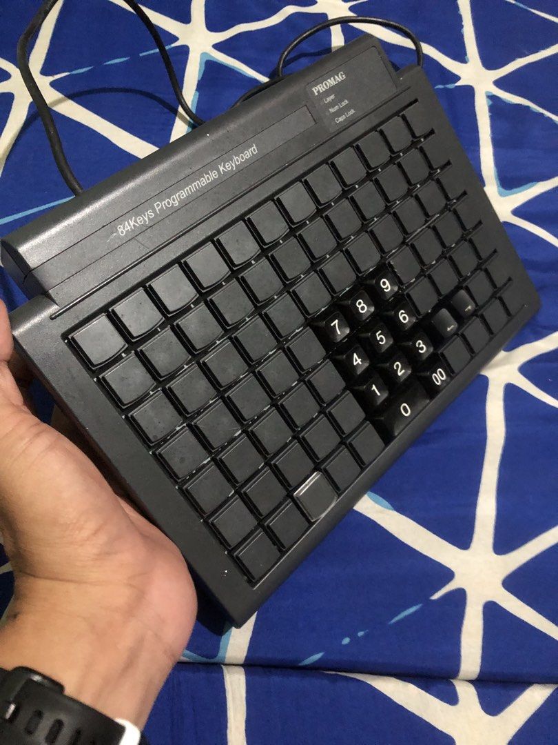 84 Keys programmable mechanical keyboard by Promag (Category: Computer Keyboard) located in Quezon City. Submitted by markgolveo (Listing ID 1439176504, Image 3). Description: 84 Keys programmable mechanical keyboard by Promag Tested working all keys Blue switch keys.