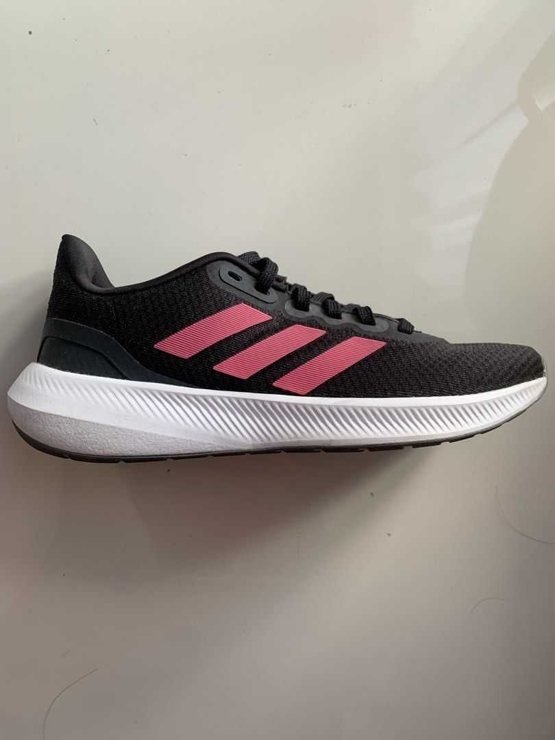BER month Sale: Adidas RunFalcon Shoes (Category: Sneakers) located in Mandaluyong City. Submitted by bvnantes (Listing ID 1439138183, Image 1). Description: - Adidas Runfalcon 3.0 Women running shoes - Black and pink color scheme - Size: US 6.5 / UK 5 / 23.5 to 24CM - Features classic Adidas stripes - White sole - Perfect for running or casual wear - Mode of payment is via BPI/BDO QR code or Gcash. CoD is via Lalamove and delivery shouldered by 