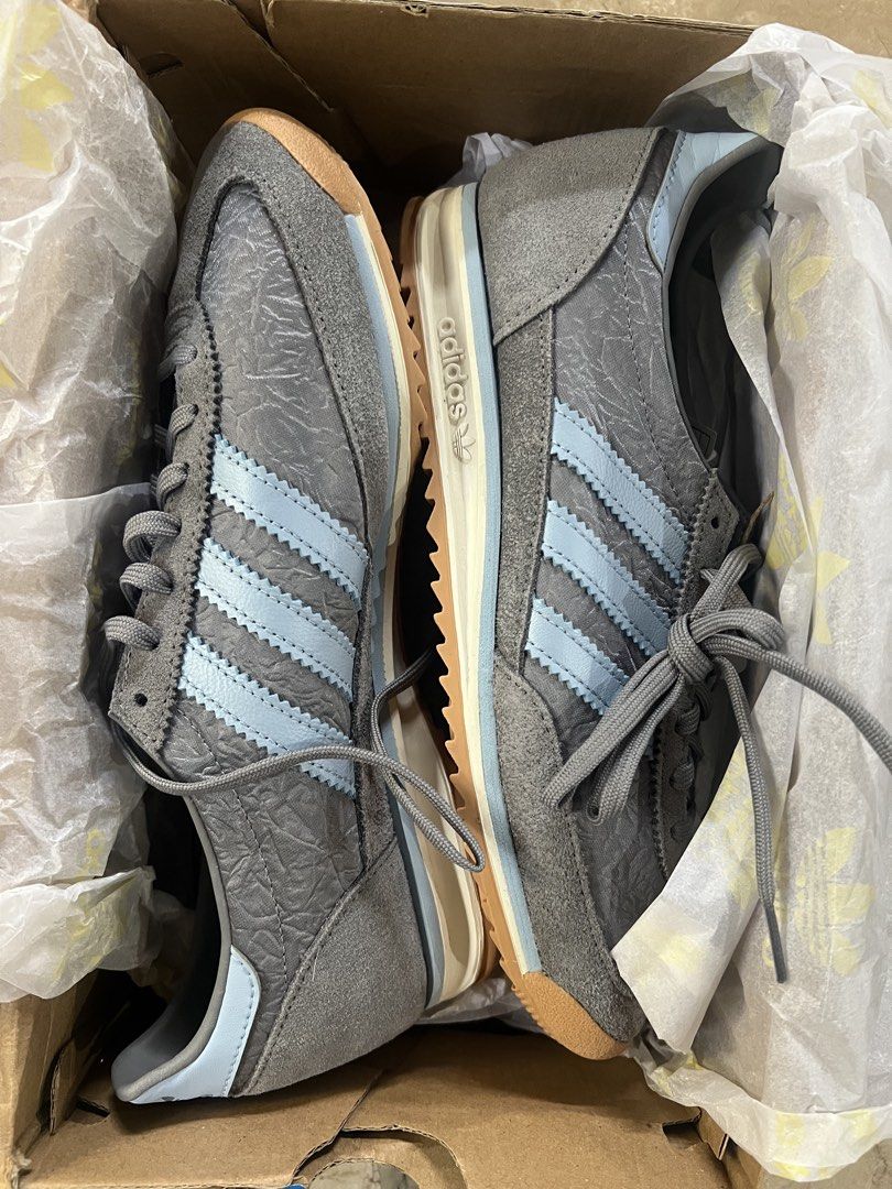 Adidas SL 72 OG Grey Blue (Category: Sneakers) located in Bacolod City. Submitted by chikiverd (Listing ID 1439248805, Image 2). Description: - Adidas SL 72 OG sneakers - Color: Grey and Blue - Features the iconic three stripes - Size: US 9, UK 7.5, FR 41 1/3, CHN 260, JPN 255 - New with original box - Made in Indonesia.