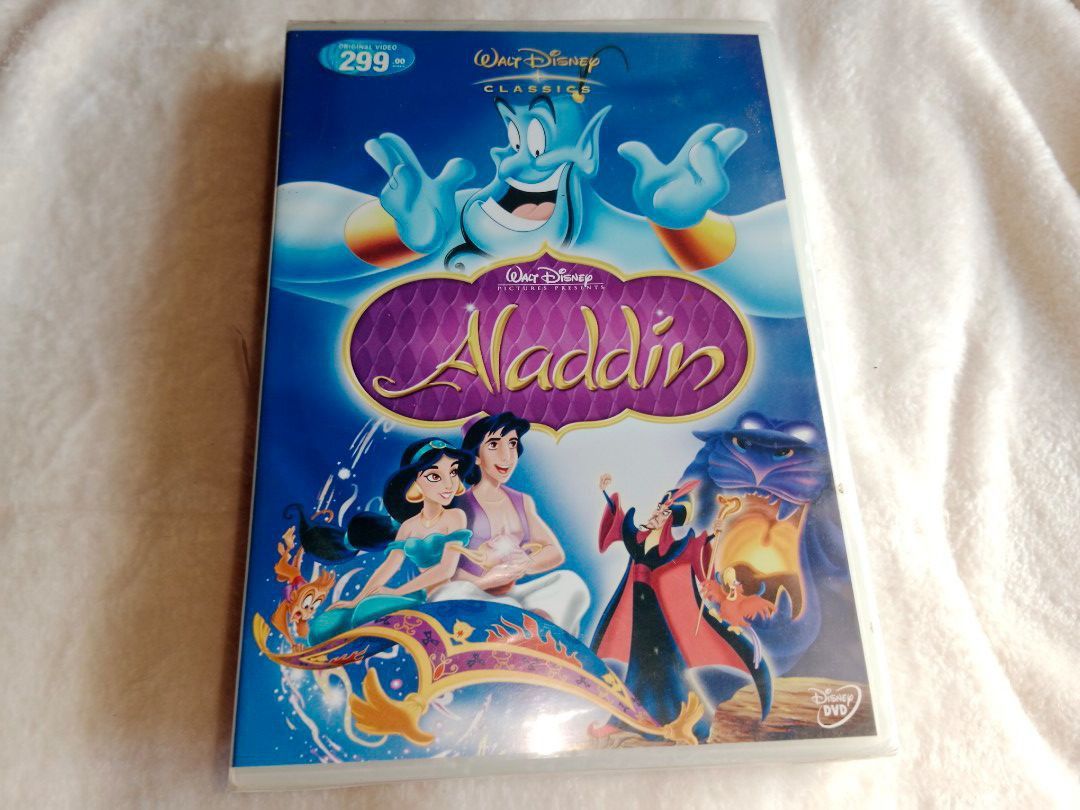 Aladdin Walt Disney Classic DVD (Category: CDs & DVDs) located in Manila. Submitted by angeloarce64172 (Listing ID 1439207151, Image 1). Description: - Classic Disney's Aladdin DVD - Features Genie, Jasmine, and other beloved characters - Includes the original theatrical release - Suitable for all ages - Comes in its original case.