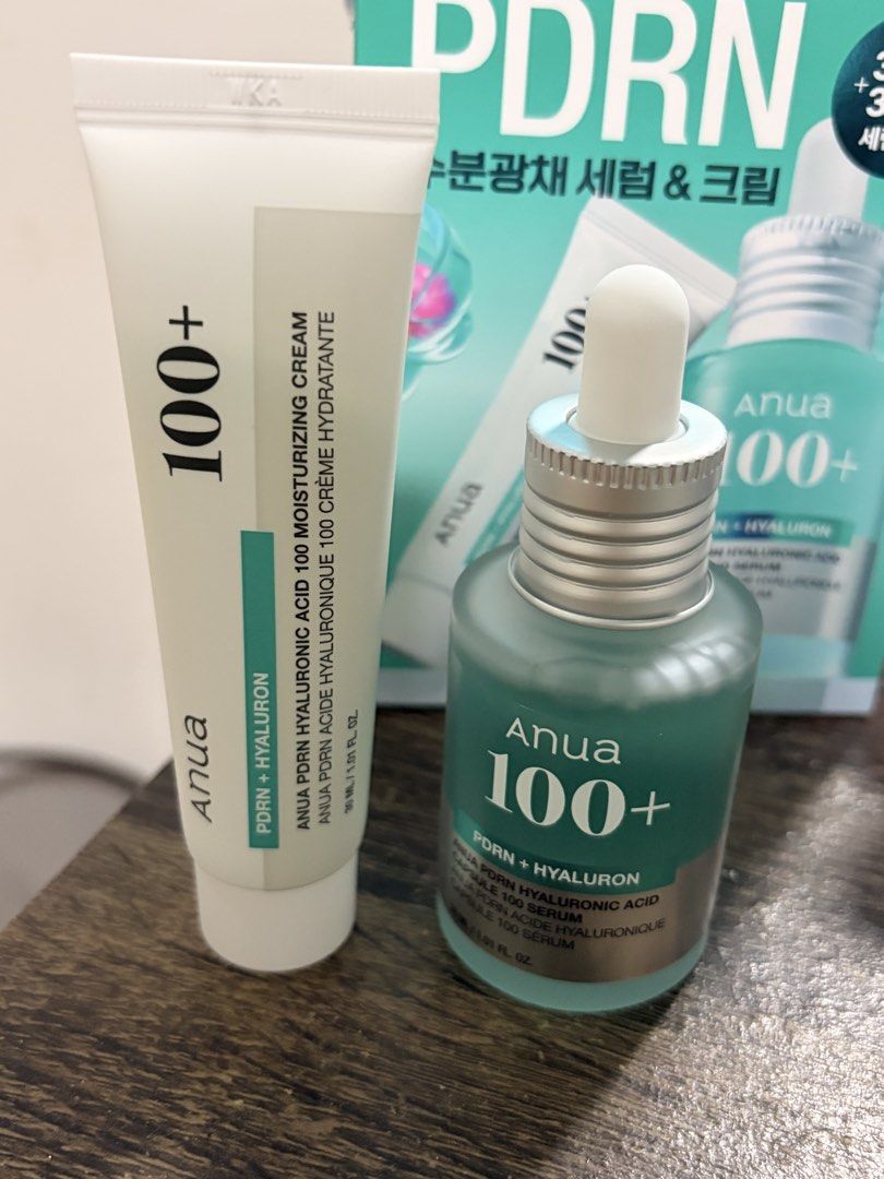 Anua PDRN Serum + Cream (Category: Face Care) located in Quezon City. Submitted by marsgarage (Listing ID 1439137939, Image 2). Description: Bought from Olive Young in Korea Rfs: bought wrong item - never opened/tried the bottles; only opened the box.