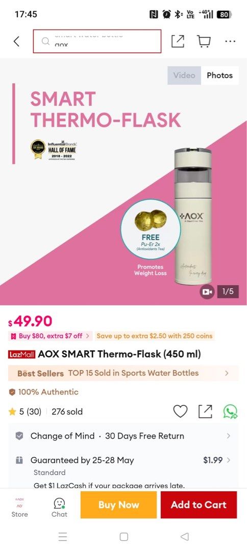 AOX Smart Thermo-Flask (450 ml)460359407973836800