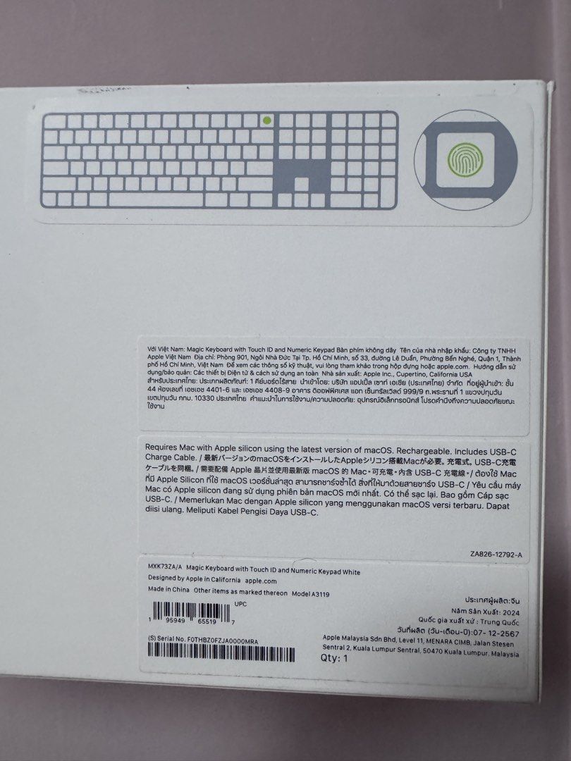 Apple Magic Keyboard with Touch ID - White460301183463598081