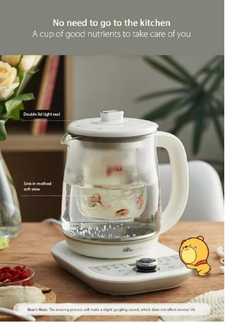 Bear Malaysia Multi-Function Pot (Category: Cookware & Accessories) located in Georgetown. Submitted by disney17 (Listing ID 1439235211, Image 2). Description: Malaysia plug Multi-function stew pot from Bear Malaysia is perfect for stewing, boiling, keeping warm, and sterilization. It features 16 preset modes and a 0.5L stew cup. The pot has a capacity of 1.8L and its accessories include a pot, stew cup, filter, and egg steam rack. lt is suitable