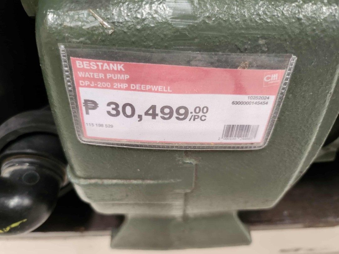 Bestank DPJ-200 2HP Deepwell Water Pump (Category: Home Improvement Tools & Accessories) located in Quezon City. Submitted by zeneagle_6e7f48 (Listing ID 1439230286, Image 1). Description: Deepwell water pump motor 2HP for SALE Model: BESTANK DPJ-200 2HP Price: 15,000 pesos only (Original Price 30,499) Used for 2 years, no defect. Functions perfectly well. RFS: We don't used deepwell anymore Location: Bacolod City PM if interested - Bestank DPJ-2