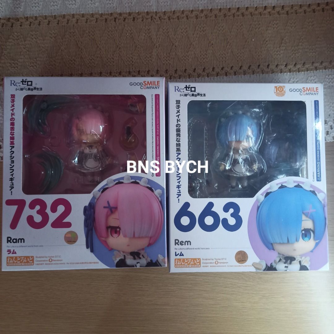 BIB Nendoroid 663 and 732 - Rem and Ram ( Re: Zero ) (Category: Toys & Games) located in Cotabato. Submitted by declutterwithcm (Listing ID 1439094855, Image 1). Description: Condition: Back in Box ✅ Good condition, already washed to get rid of the sticky-ness, displayed for months inside a room without sunlight. ✅Complete accessories. ✅Free nendoroid protector. Please check the photos for condition of the item. Item will be packed with bubble wr