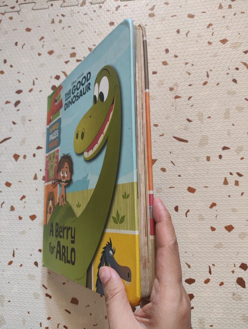 Big Good Dinosaur Boardbook 🦕 (Category: Children's Books) located in Taguig. Submitted by cleanupmomma (Listing ID 1439199911, Image 2). Description: Please take time to read ❤️ Really nice illustration one of our fave movie 😊 yellow dot marks some of the pages due to storage Complete pages.