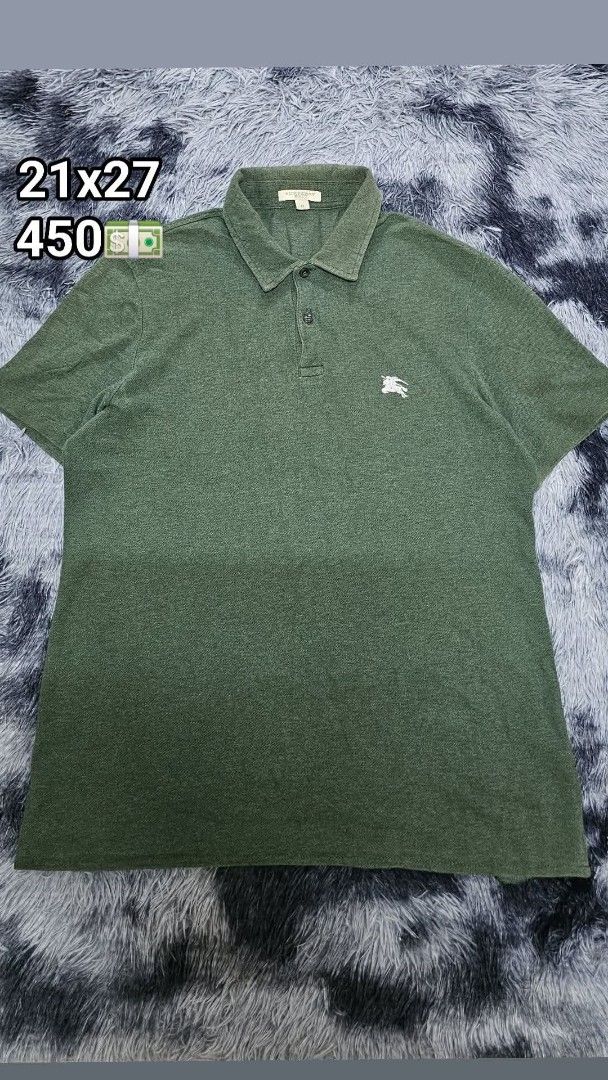 Burberry Green Polo Shirt (Category: Tshirts & Polo Shirts ) located in Caloocan City. Submitted by rianlabis97614 (Listing ID 1439146852, Image 1). Description: - Green Burberry polo shirt - Classic polo collar and short sleeves - Features the Burberry logo on the chest - Solid color - Size not specified.