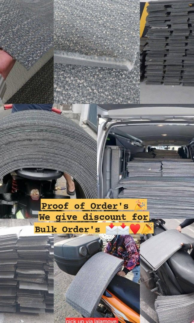 Carpet planks Used good like new (Category: Carpets, Mats & Flooring) located in Binan City. Submitted by plesisrhin96177 (Listing ID 1439125977, Image 3). Description: Used carpet tiles Marami Stock 📣 color: Light blue , light brown and gray 50x50cm dimension and 23x92cm Carpet planks Rubberized ang likod Ready to install / Malinis na po nalabhan na Ikakabit mo na lang talaga We give discount for bulk Order's 💌.