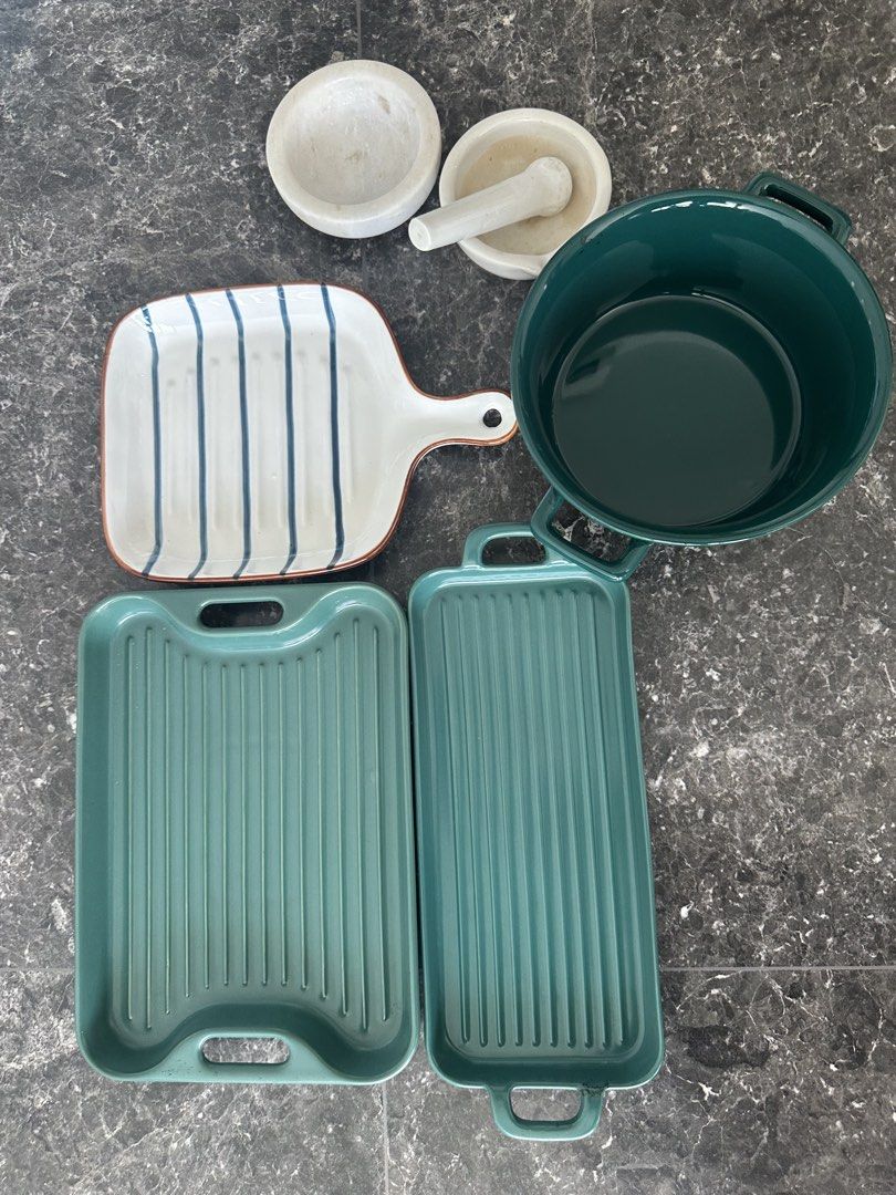 Ceramic Kitchenware Set - Baking Dishes, Mortar & Pestle460341431365150721