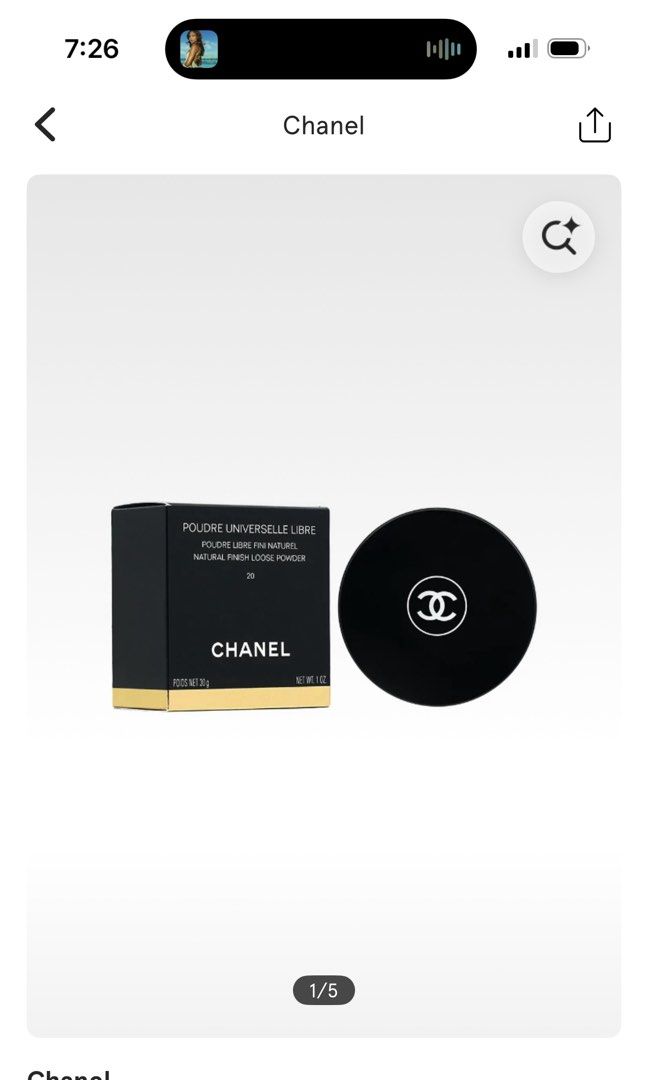 Chanel Poudre Universelle Libre 30g (Category: Makeup) located in Quezon City. Submitted by dmps402 (Listing ID 1439208942, Image 1). Description: - Chanel Poudre Universelle Libre (shade 20) - Natural finish loose powder - Size: 30g / 1 oz - Selling Price: ₱3,200.00 only (BN, just opened to check) Will send pic upon request, slightly nego 🫶🏻.