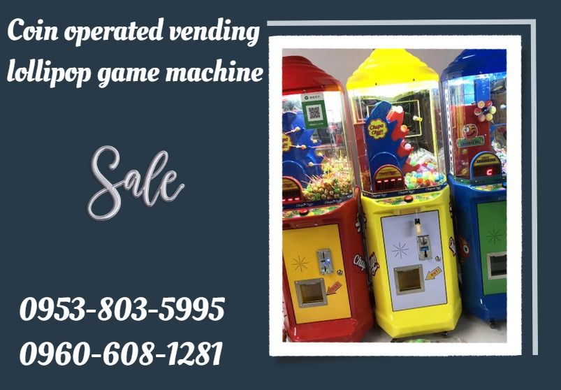 Coin operated vending lollipop game machine (Category: Industrial Equipment) located in Caloocan City. Submitted by goldenriver-a9d0 (Listing ID 1439170810, Image 1). Description: •Lollipops Candy Vending Machine •W-19.6 inch •L-16.5 inch •H- 57.4 inch .