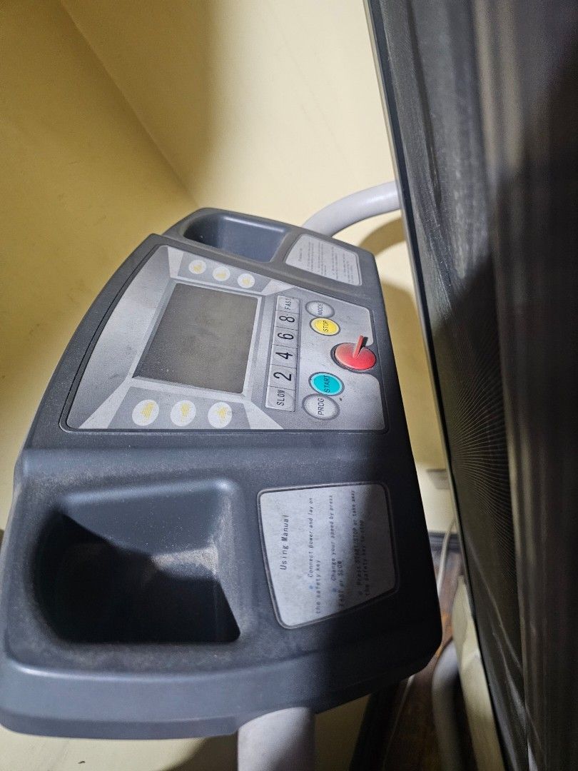 Electric Threadmill Preloved (Category: Cardio & Fitness Machines) located in Quezon City. Submitted by sherockxx (Listing ID 1439115547, Image 2). Description: Purchased for 55k. No longer using. Decluttering. On hand and ready to ship plus fees..