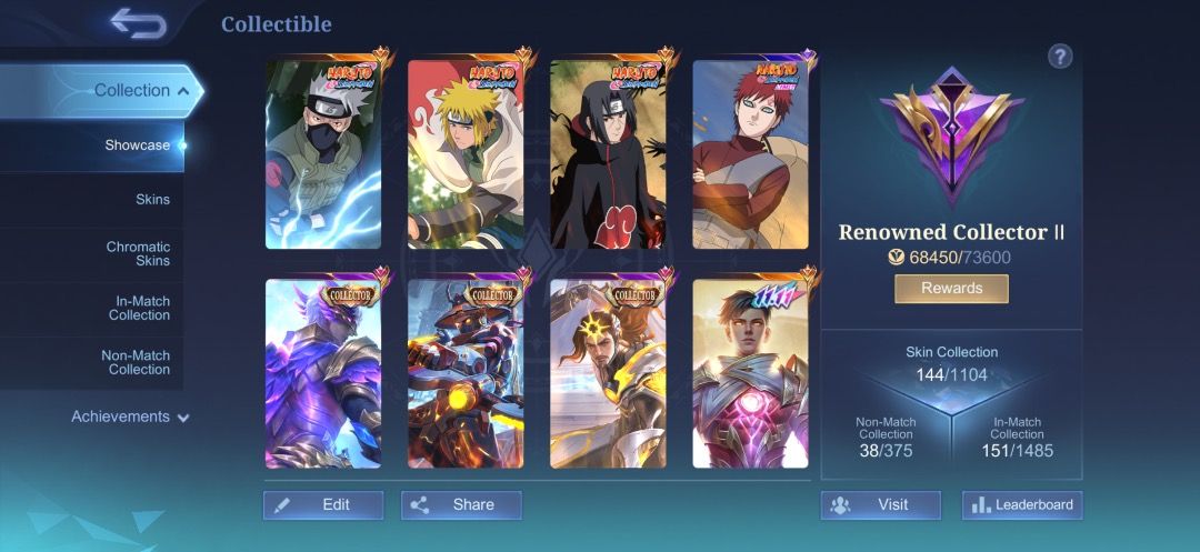 FOR SALE MOBILE LEGEND ACC (Category: Others) located in Caloocan City. Submitted by jake_neri10 (Listing ID 1439205724, Image 3). Description: • First Owner • Assassin (Jungler) Role • Good as New ML Acc for low Matches • Loading Effec (Naruto), Recall, Elimination, Spawn,) • Leader of Squad • Main Hero Hayabusa • 144 Skin (HIGHLIGHT SKIN) ✅ Naruto Skin (Hayabusa, Gusion, Julian, Vale) ✅ Collctor Skin (Gusion, YSS, Lapu-Lapu) ✅ KOF (Aurora and K