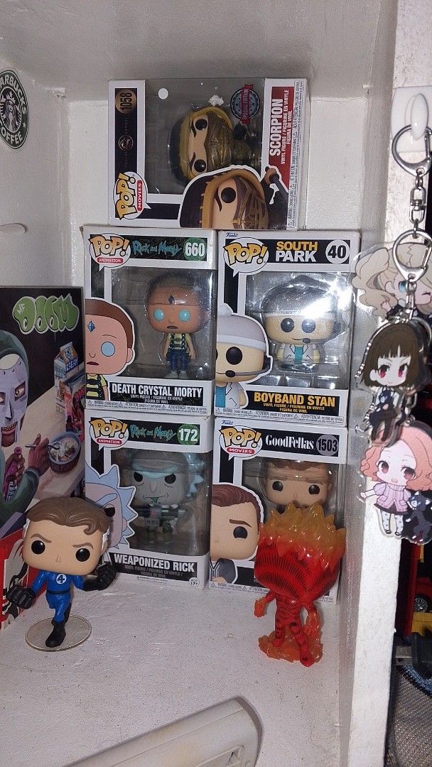 Funko Pops for sale (Category: Designer & Blind Box Toys) located in Pasig City. Submitted by xadri (Listing ID 1439197618, Image 2). Description: Funko Pops for sale Tony Soprano (Sopranos) - 900 Tom Hagen (The Godfather) - 900 Kyle (South Park) - 1000 each John Wick (John Wick Chapter 4) - 700 Marvel Zombies Red Hulk - 1200 (w/ protector) Death Crystal Morty (Rick and Morty) - 700 Weaponized Rick (Rick and Morty) - 800 Scorpion (Mortal Kombat) 