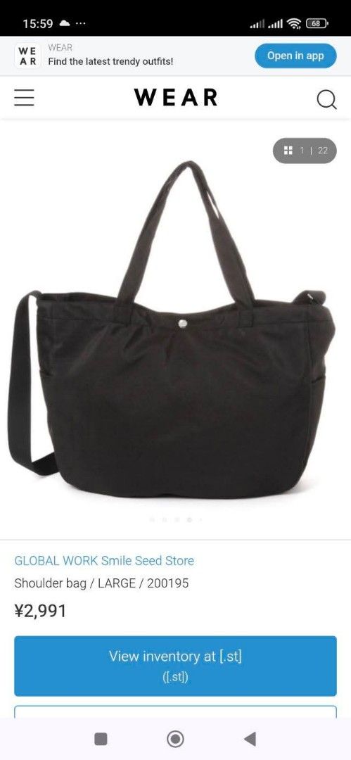 GLOBAL WORK Shoulder Bag Large 3-Way Bag (Category: Shoulder Bags) located in Angeles City. Submitted by wanday_dreamer (Listing ID 1439195314, Image 1). Description: 3-way bag perfect for everyday use - with multiple pockets for organization, with shoulder strap and a top handle - has a snap closure - pweding pang-gala bag or mommy bag, lagyan na lang liner No tag/ no label From Japan Adastria pull out Authentic from Japan Never used.