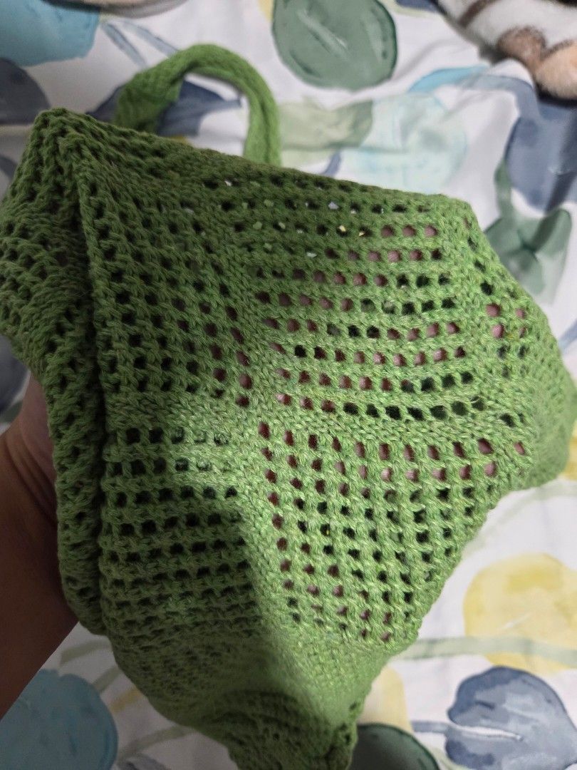 Green Crochet Knitted Shoulder Bag (Category: Shoulder Bags) located in Quezon City. Submitted by panchie32 (Listing ID 1439216227, Image 2). Description: Selling this green crochet shoulder bag bought from Thailand. Never been used — still in excellent condition. • Bought from a local shop in Thailand • No brand • Stylish and lightweight, perfect for casual everyday use • Color: Green RFS: Decluttering / not being used 📍 Location: Brgy. Kaligay