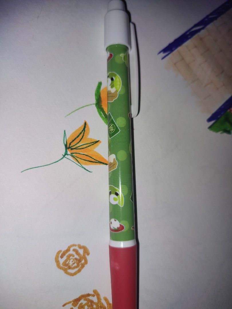 Green dog Pencil Case, Ruler, and Pen (Category: Stationery & School Supplies) located in Pasay City. Submitted by Halamanika (Listing ID 1439217677, Image 3). Description: - Green tea themed stationery set - Includes: - Pencil case with zipper closure and cartoon design - Ruler with matching cartoon design - Green pen with red cap and eraser.