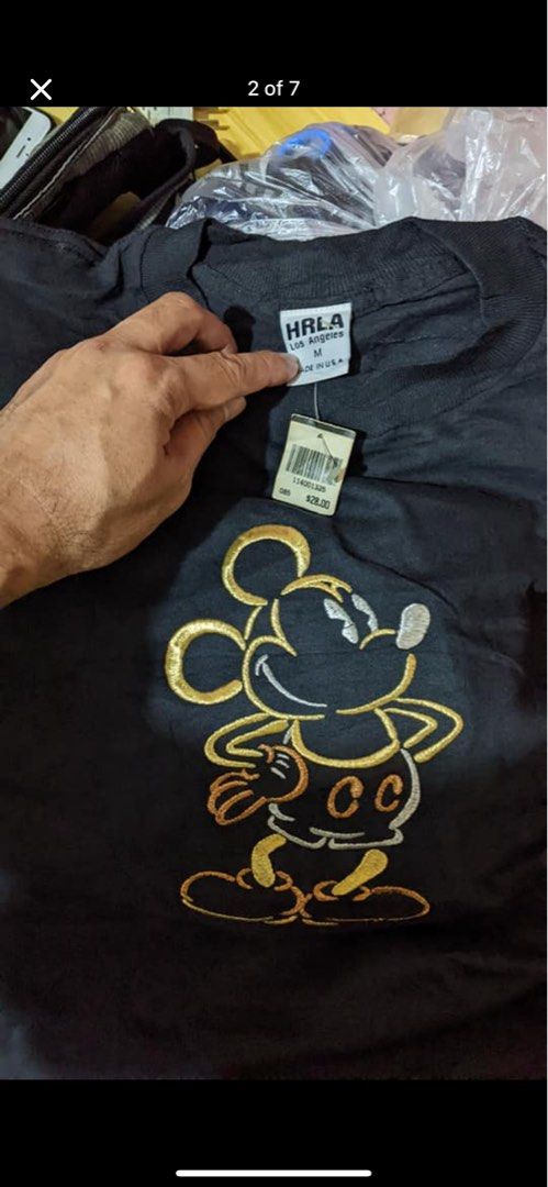 HRLA Mickey Mouse Embroidered T-shirt (Category: Tshirts & Polo Shirts ) located in Manila. Submitted by rmedz (Listing ID 1439230000, Image 1). Description: Vintage 90’s Mickey Brand new - Black HRLA T-shirt - Features an embroidered Mickey Mouse design - Size: M - Price: $28 - Made in the USA - Condition: Unworn Medium men’s Brand new Price: 850 + sf.