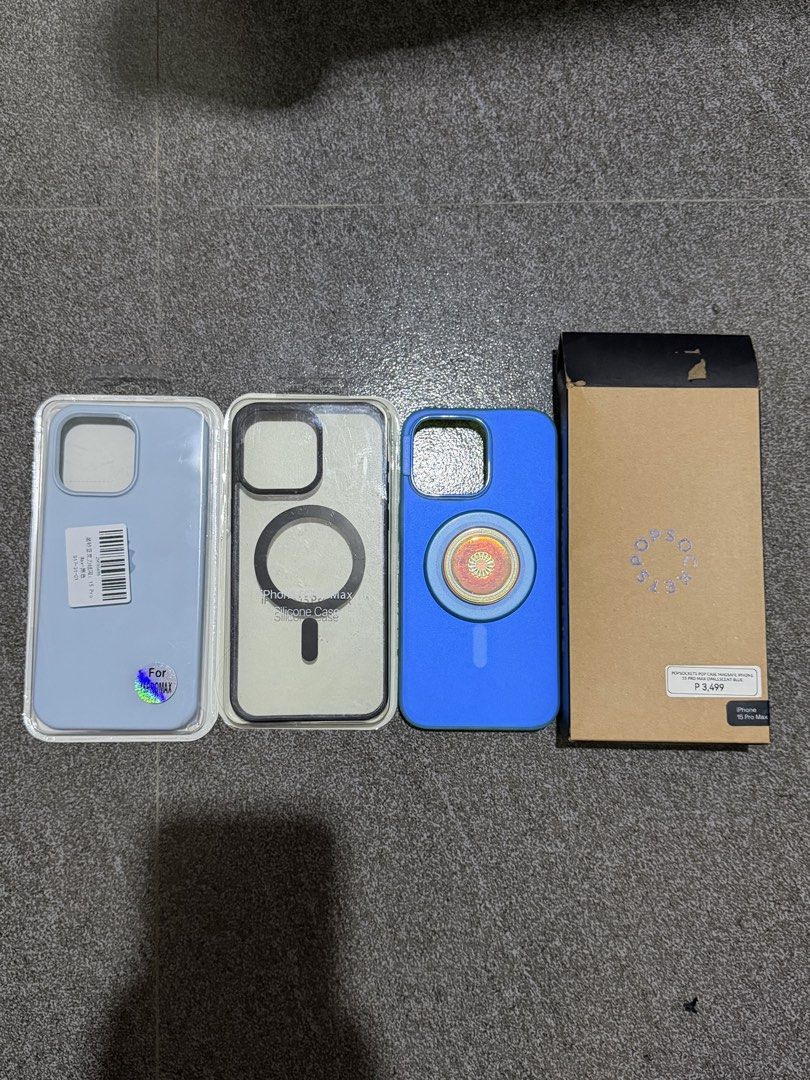 iPhone 15 cases (Category: Cases & Sleeves) located in Tarlac. Submitted by paperlyx (Listing ID 1439184479, Image 2). Description: iPhone 15 cases all in good condition, buy 1 take all. Original pop socket magsafe case (w/box) - bought for P3,499 Price is negotiable RFS: Phone upgrade.
