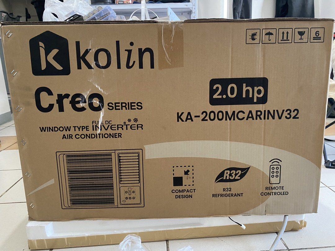 Kolin Creo Series 2.0 hp Window Type Air Conditioner (Category: Air Conditioning and Heating) located in Paranaque City. Submitted by qarah.ph (Listing ID 1439127751, Image 1). Description: - Kolin Creo Series Window Type Air Conditioner - Model: KA-200MCARINV32 (2.0 HP) - Features: - Compact Design - R32 Refrigerant - Remote Control - Full DC Inverter - Package Dimensions: 915 x 770 x 510 mm Brand New never been used bought last May 19,2026 at A