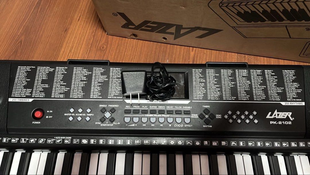 Lazer PK-2102 Piano Keyboard (Category: Musical Instruments) located in Quezon City. Submitted by alphonse13 (Listing ID 1439154709, Image 2). Description: LAZER PK-2102 Keyboard 🎹 Price is fixed. RFS: My sister barely used it and it’s just been sitting at home. Bought around Q4 2025. Complete with original box and power adapter as seen in photos. Working perfectly with speakers, buttons, and keys tested. The handwritten note labels on some keys