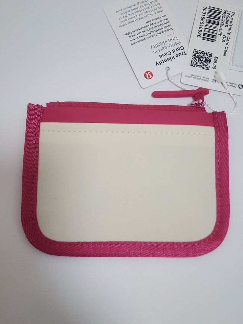 Lululemon True Identity Card Case Wallet Pink/White (Category: Wallets & Card holders) located in Pasig City. Submitted by jam1ekow (Listing ID 1439104350, Image 2). Description: Authentic Lululemon card case/wallet Brand new with tag Compact and lightweight, perfect for cards, cash, coins, IDs, or small essentials Zipper closure with multiple card slots Cute pink and white color combination 💕 ✔️ Original/authentic ✔️ Excellent unused condition 