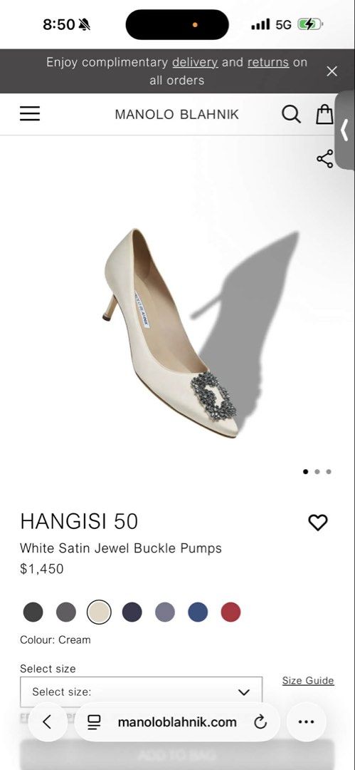 Manolo Blahnik Hangisi 50 White Pumps (Category: Heels) located in Valenzuela. Submitted by weewowa (Listing ID 1439134643, Image 3). Description: Manolo Blahnik Hangisi 50 White Satin Jewel Buckle Pumps Brand new with box and 100% authentic, with receipt 💯 👡 Size 6.5 - 50mm heel height Bought from US for $1,450 (₱87,000) Selling for ₱55,000 only Price is slightly negotiable..